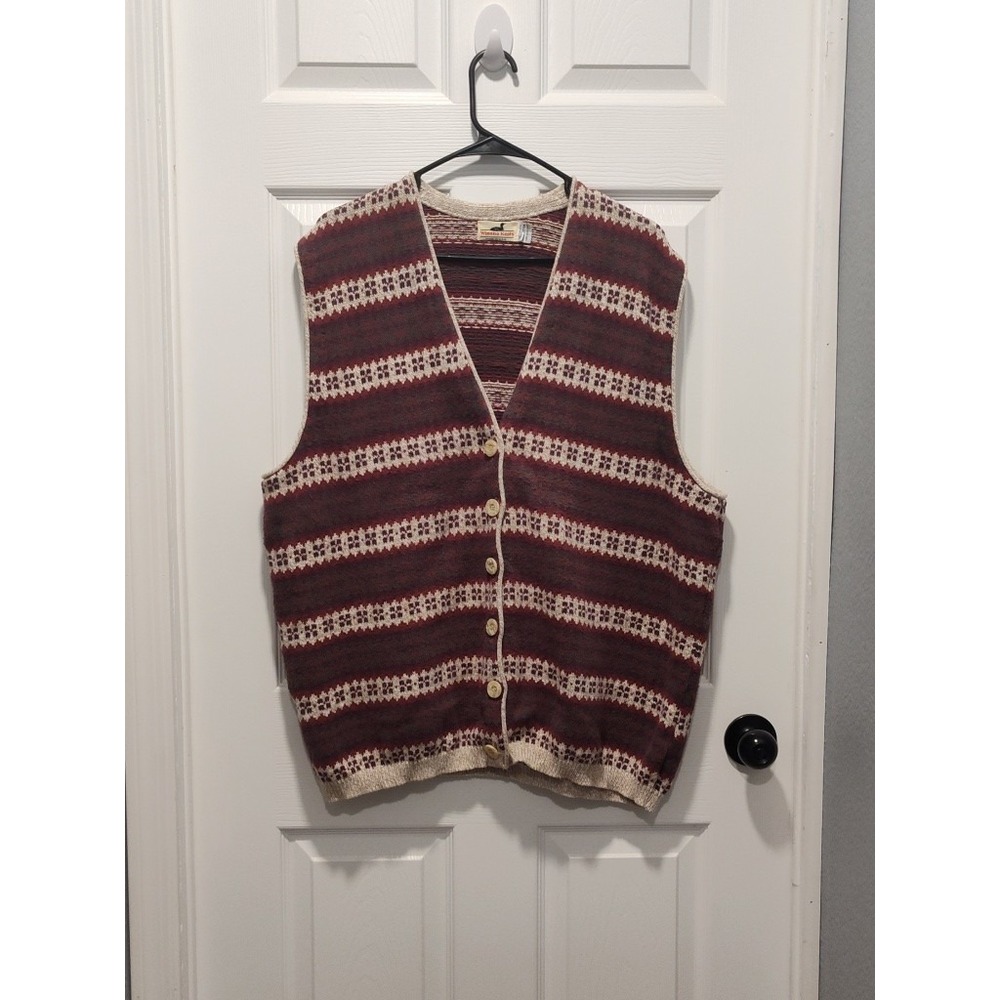 Vintage 90s Winona Knits Cotton Pattern Multicolor Sweater Vest Sz XL USA Made